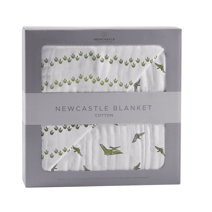 Dino Feet and Pteranodon Cotton Muslin NewcastleBlanket - The Little Big Store
