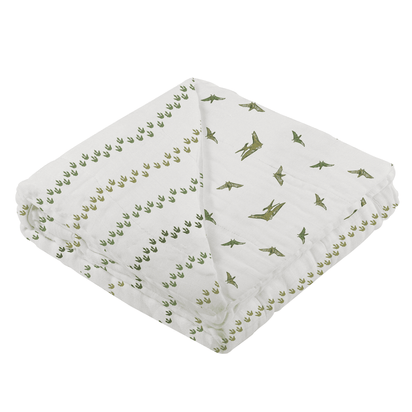 Dino Feet and Pteranodon Cotton Muslin NewcastleBlanket - The Little Big Store