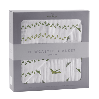 Dino Feet and Pteranodon Cotton Muslin NewcastleBlanket - The Little Big Store