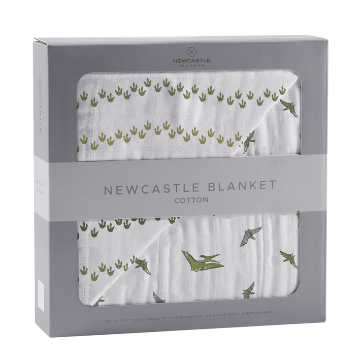 Dino Feet and Pteranodon Cotton Muslin NewcastleBlanket - The Little Big Store