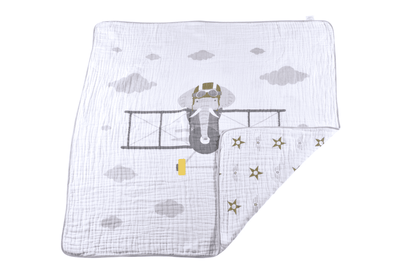 Flying Elephant Cotton Muslin Newcastle Blanket - The Little Big Store