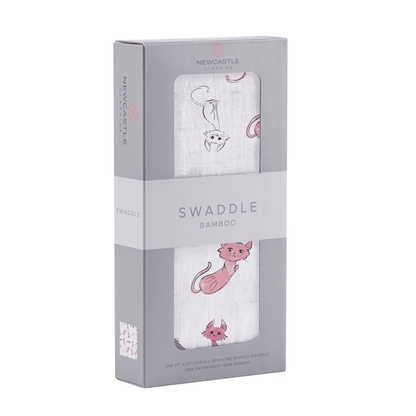 Playful Kitty Bamboo Muslin Swaddle - The Little Big Store