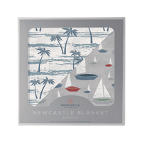 Ocean Palm Trees and Marina Sailboats Bamboo Newcastle Blanket - The Little Big Store