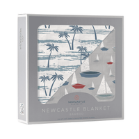 Ocean Palm Trees and Marina Sailboats Bamboo Newcastle Blanket - The Little Big Store