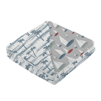 Ocean Palm Trees and Marina Sailboats Bamboo Newcastle Blanket - The Little Big Store