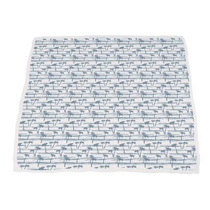 Ocean Palm Trees and Marina Sailboats Bamboo Newcastle Blanket - The Little Big Store
