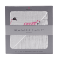 Pink Digger and White Bamboo Muslin Newcastle Blanket - The Little Big Store