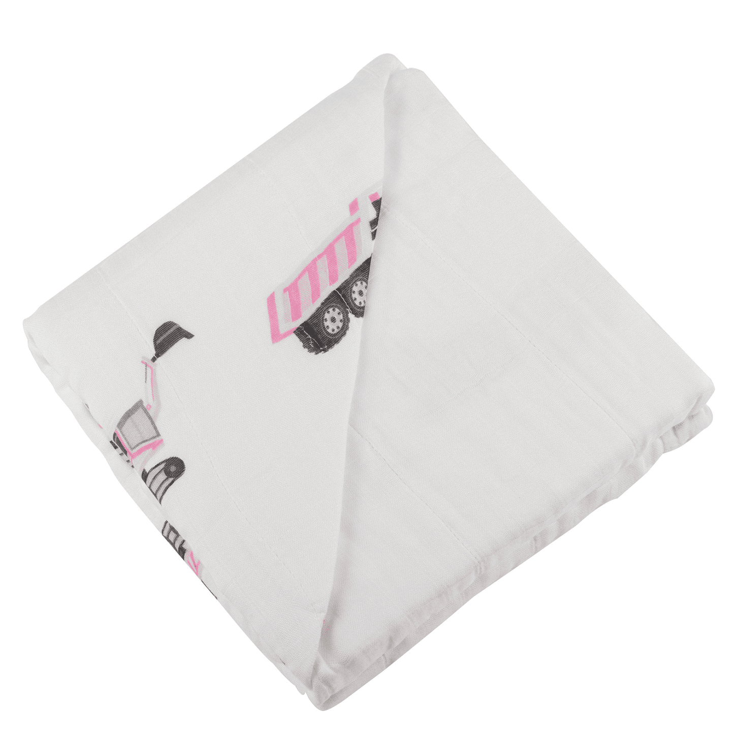 Pink Digger and White Bamboo Muslin Newcastle Blanket - The Little Big Store