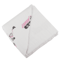 Pink Digger and White Bamboo Muslin Newcastle Blanket - The Little Big Store