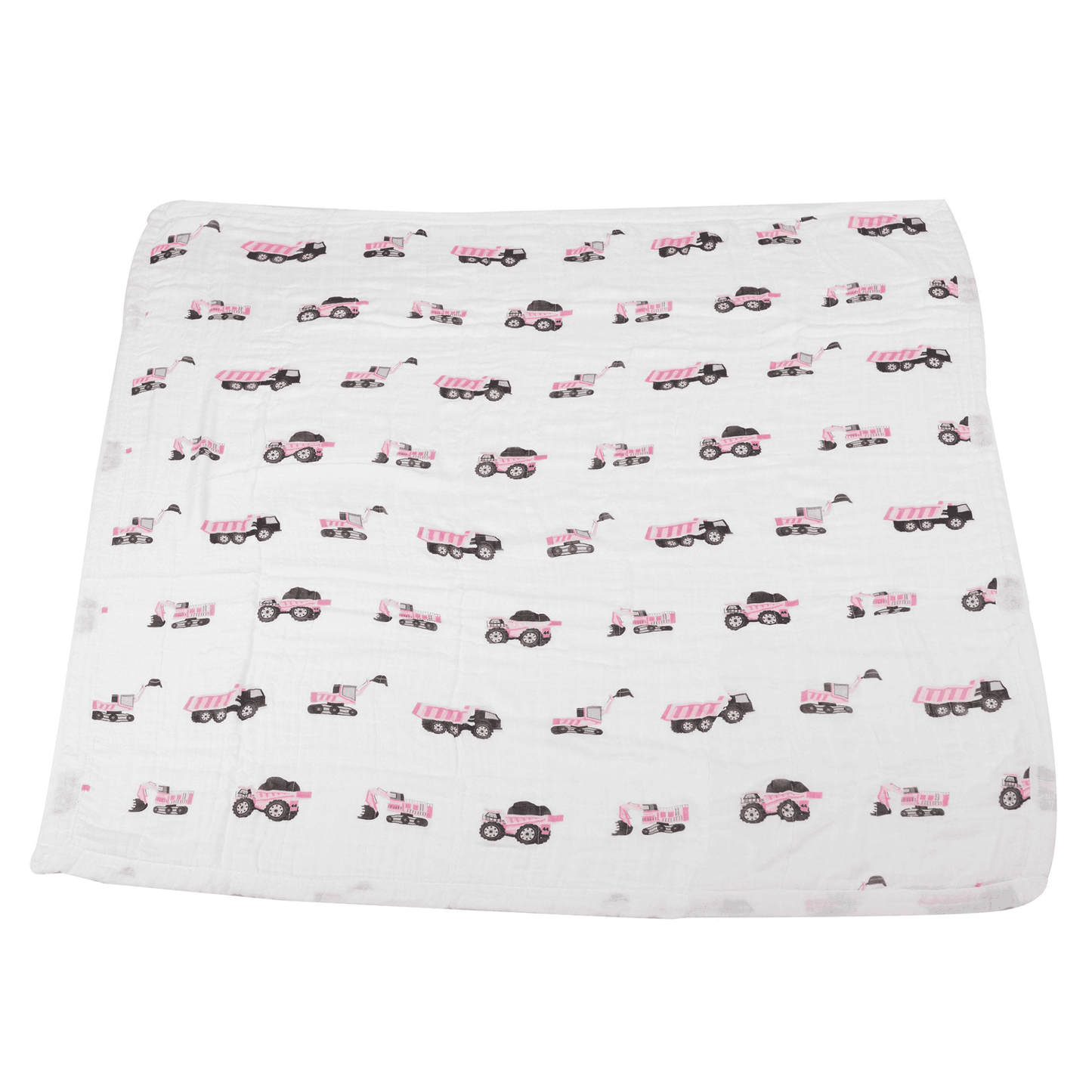 Pink Digger and White Bamboo Muslin Newcastle Blanket - The Little Big Store