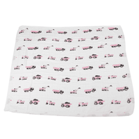 Pink Digger and White Bamboo Muslin Newcastle Blanket - The Little Big Store