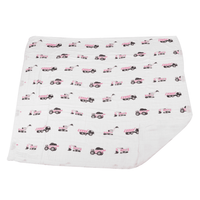 Pink Digger and White Bamboo Muslin Newcastle Blanket - The Little Big Store