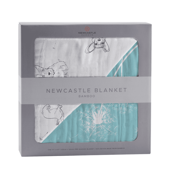 Corgi and Dandelion Seeds Bamboo Muslin Newcastle Blanket - The Little Big Store