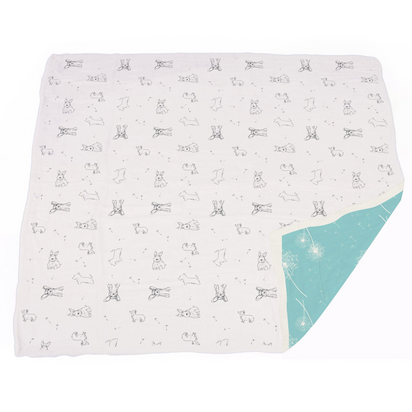 Corgi and Dandelion Seeds Bamboo Muslin Newcastle Blanket - The Little Big Store