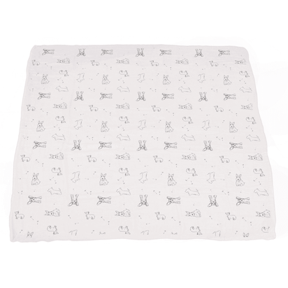 Corgi and Dandelion Seeds Bamboo Muslin Newcastle Blanket - The Little Big Store