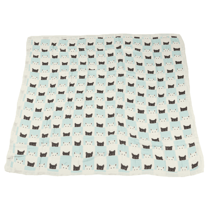 Peek-A-Boo Cats and White Bamboo Muslin Newcastle Blanket - The Little Big Store