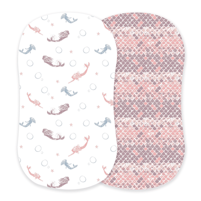 Mermaids and Scales Bamboo Changing Pad Cover/Bassinet Sheets - The Little Big Store