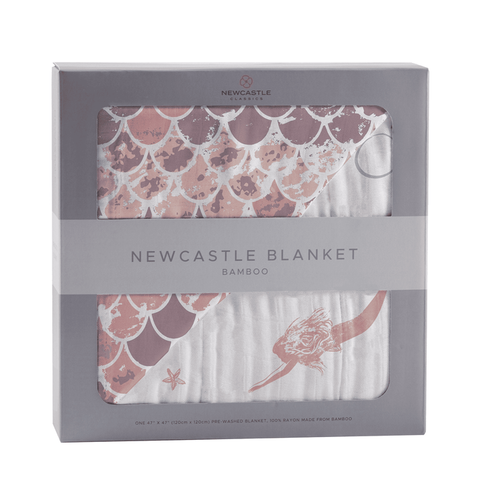 Mermaids and Scales Bamboo Muslin Newcastle Blanket - The Little Big Store