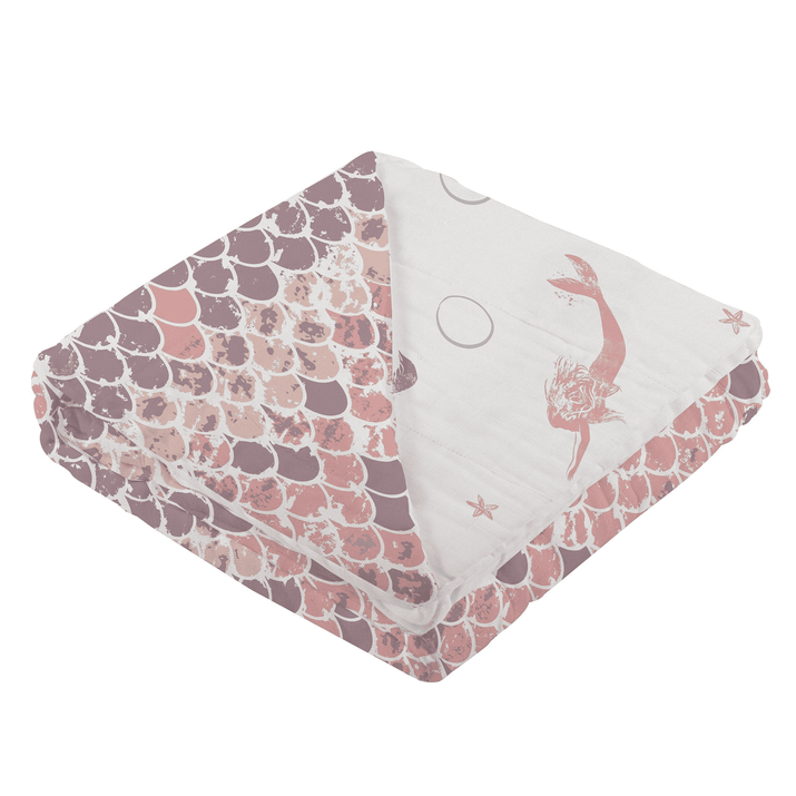 Mermaids and Scales Bamboo Muslin Newcastle Blanket - The Little Big Store