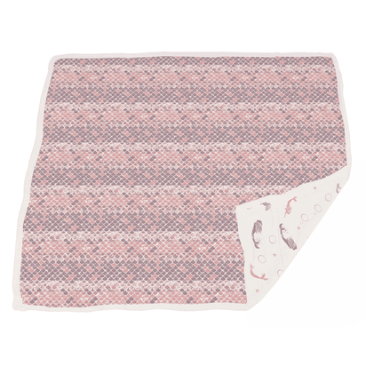 Mermaids and Scales Bamboo Muslin Newcastle Blanket - The Little Big Store