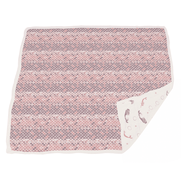 Mermaids and Scales Bamboo Muslin Newcastle Blanket - The Little Big Store