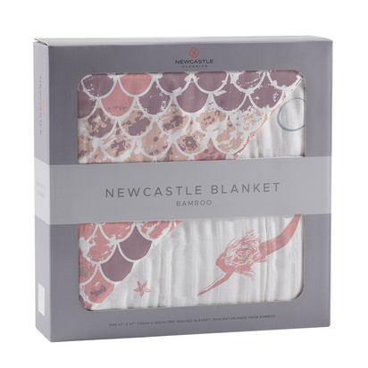 Mermaids and Scales Bamboo Muslin Newcastle Blanket - The Little Big Store