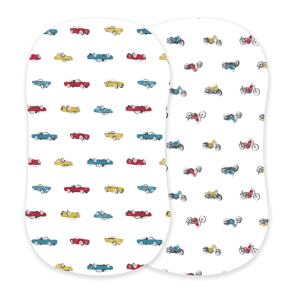 Vintage Muscle Cars and Vintage Motorcycles Bamboo Changing Pad Cover/Bassinet Sheets - The Little Big Store