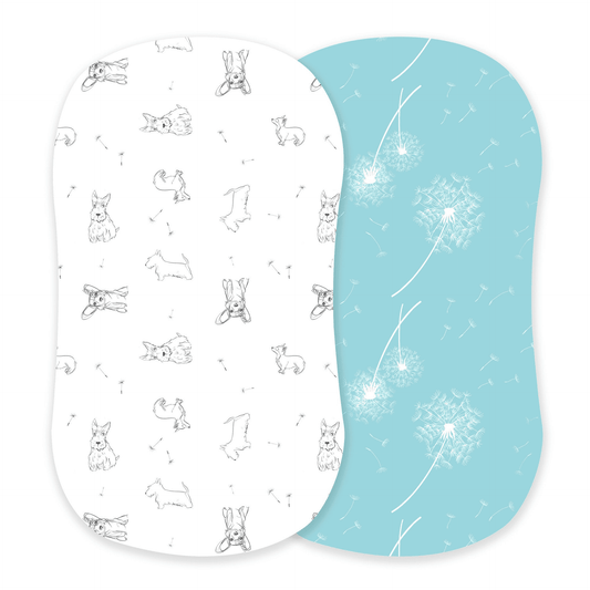 Corgi and Dandelion Seeds Bamboo Changing Pad Cover/Bassinet Sheets - The Little Big Store