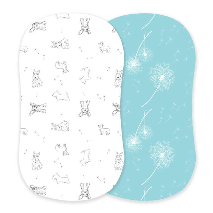 Corgi and Dandelion Seeds Bamboo Changing Pad Cover/Bassinet Sheets - The Little Big Store