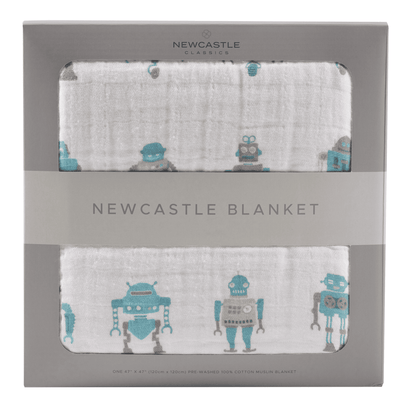 Robots Cotton Muslin Newcastle Blanket - The Little Big Store