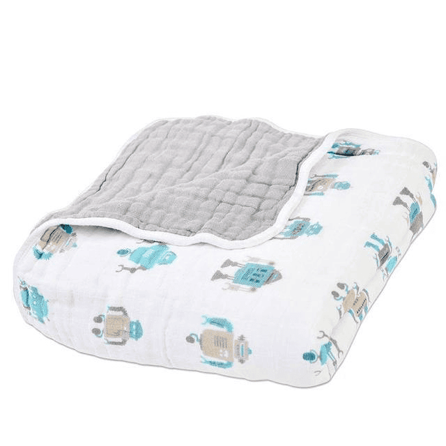 Robots Cotton Muslin Newcastle Blanket - The Little Big Store