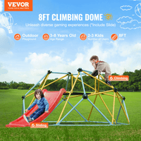 VEVOR Climbing Dome, for Kids 3 to 9 Years Old, 8FT Geometric Dome Climber with Slide,Jungle Gym Supports 600LBS and Easy Assembly, with Climbing Grip, Outdoor and Indoor Play Equipment for Kids - The Little Big Store