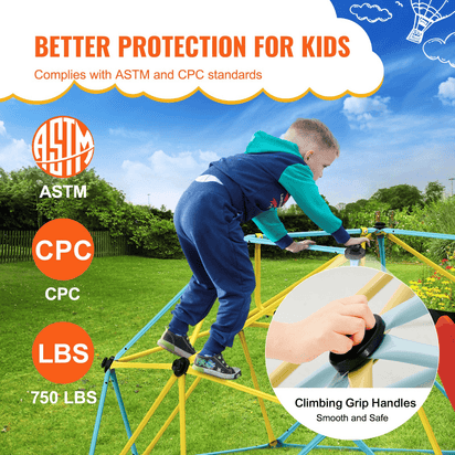 VEVOR Climbing Dome, for Kids 3 to 9 Years Old, 8FT Geometric Dome Climber with Slide,Jungle Gym Supports 600LBS and Easy Assembly, with Climbing Grip, Outdoor and Indoor Play Equipment for Kids - The Little Big Store