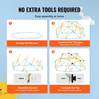 VEVOR Climbing Dome, for Kids 3 to 9 Years Old, 8FT Geometric Dome Climber with Slide,Jungle Gym Supports 600LBS and Easy Assembly, with Climbing Grip, Outdoor and Indoor Play Equipment for Kids - The Little Big Store