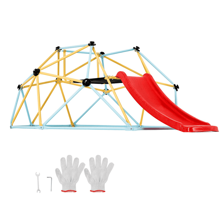VEVOR Climbing Dome, for Kids 3 to 9 Years Old, 8FT Geometric Dome Climber with Slide,Jungle Gym Supports 600LBS and Easy Assembly, with Climbing Grip, Outdoor and Indoor Play Equipment for Kids - The Little Big Store