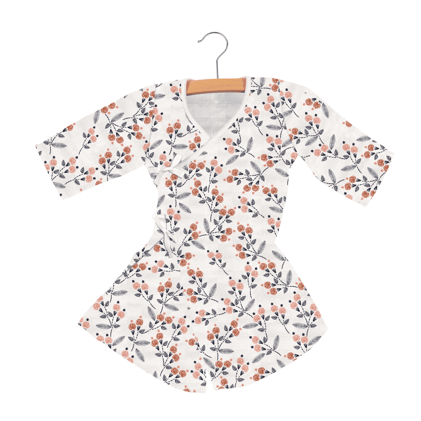 Dahlia Floral Bamboo Newcastle Mini Robe - The Little Big Store