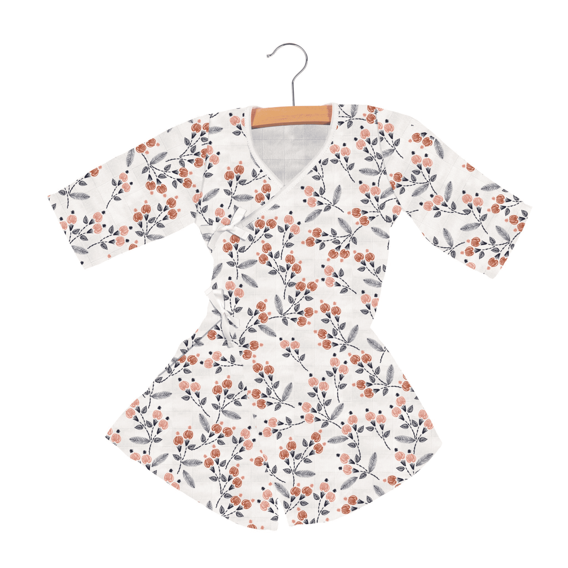 Dahlia Floral Bamboo Newcastle Mini Robe - The Little Big Store