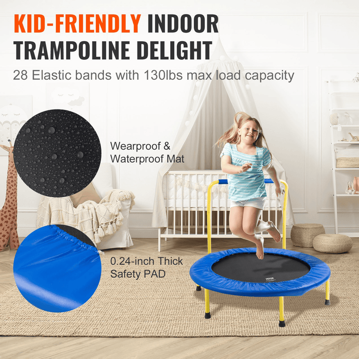 VEVOR 3FT Trampoline for Kids Indoor/Outdoor Foldable Baby Toddlers Trampoline - The Little Big Store