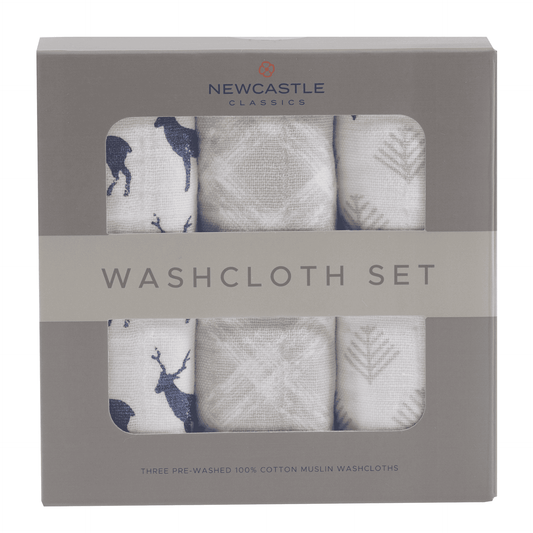 Blue Deer Cotton Washcloth Set 3PK - The Little Big Store