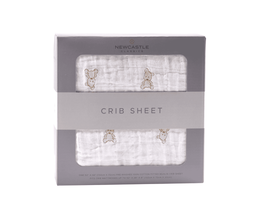 Teddy Bear Cotton Muslin Crib Sheet - The Little Big Store