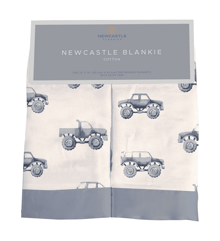 Indigo Monster Trucks Cotton Newcastle Blankie - The Little Big Store