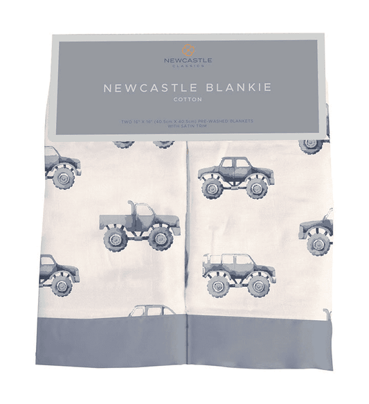 Indigo Monster Trucks Cotton Newcastle Blankie - The Little Big Store