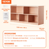 VEVOR Storage Shelf Tray Cabinet 5-Section Cubby Storage 2-Shelf for Home School, Kid Cubby Lockers - The Little Big Store