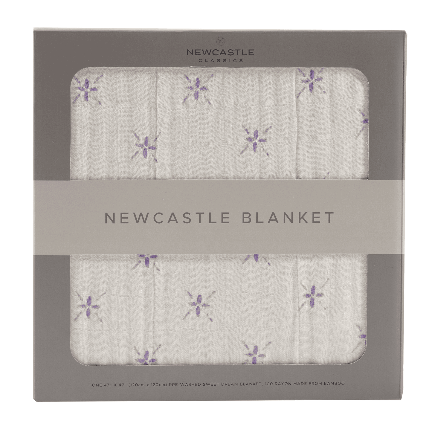Lavender Flower and White Bamboo Muslin Newcastle Blanket - The Little Big Store