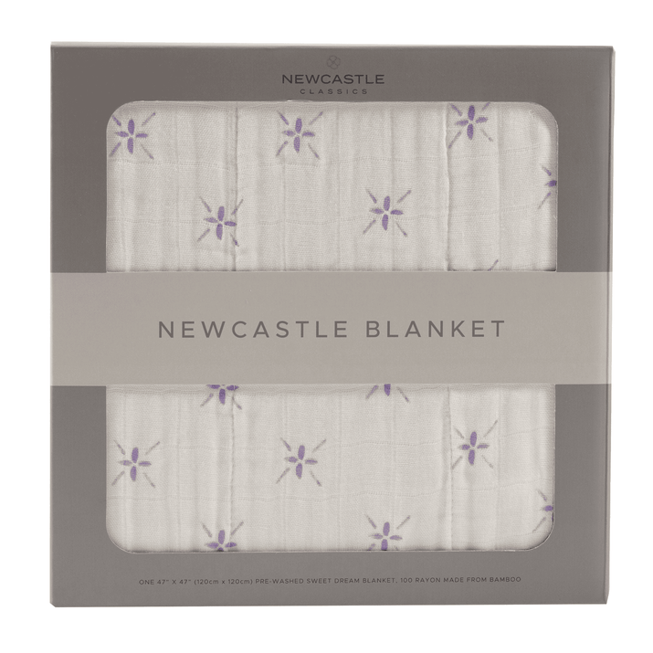 Lavender Flower and White Bamboo Muslin Newcastle Blanket - The Little Big Store