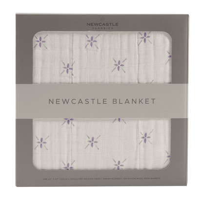 Lavender Flower and White Bamboo Muslin Newcastle Blanket - The Little Big Store