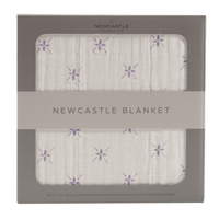 Lavender Flower and White Bamboo Muslin Newcastle Blanket - The Little Big Store