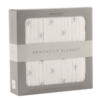 Lavender Flower and White Bamboo Muslin Newcastle Blanket - The Little Big Store