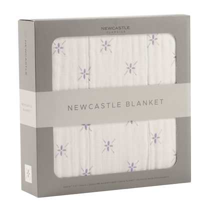 Lavender Flower and White Bamboo Muslin Newcastle Blanket - The Little Big Store