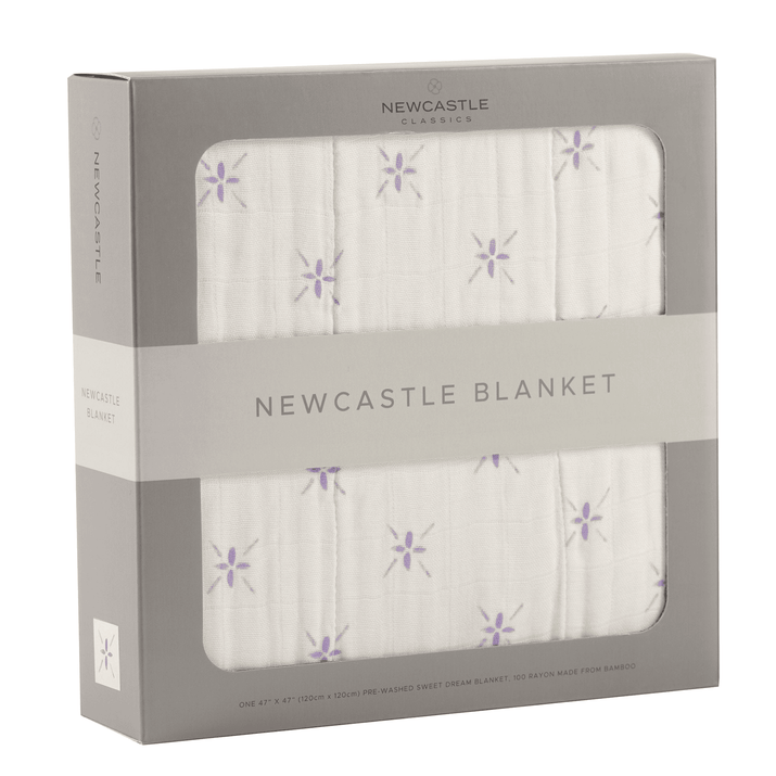 Lavender Flower and White Bamboo Muslin Newcastle Blanket - The Little Big Store